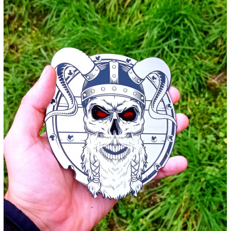 Viking Round Skull badge, Viking Nordic Round badge, Viking Round Emblem, Viking Round auto decor, Viking Grille Emblem